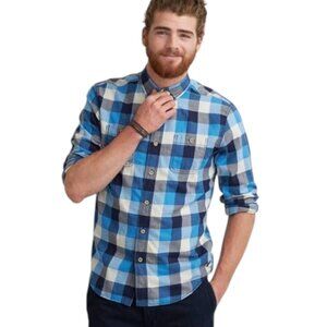 EUC Men's AMERICAN EAGLE Classic Fit Checkered Plaid‎ Shirt Chambray | Size XL